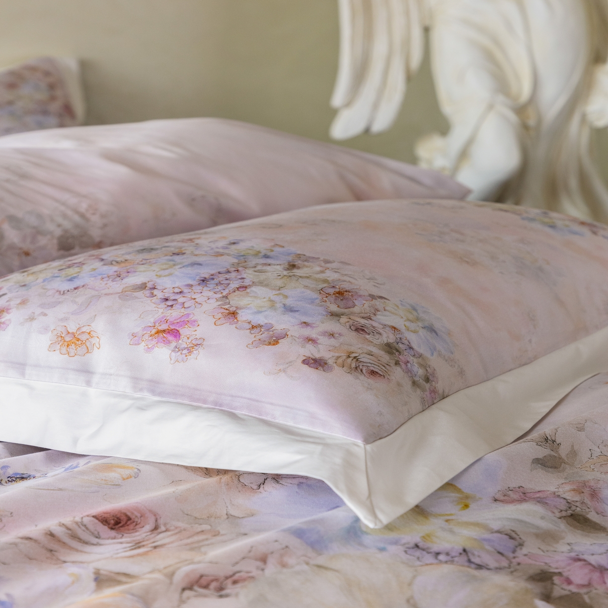 91家纺网 家纺一手货源 找家纺 （总）云胡 2025新款A类100%长绒棉纯棉数码印花四件套-瑞柠