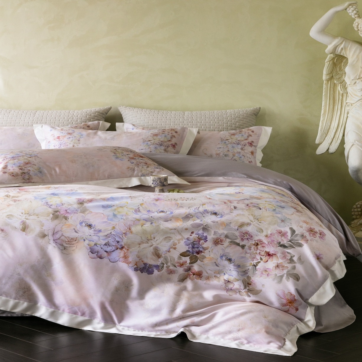 91家纺网 家纺一手货源 找家纺 （总）云胡 2025新款A类100%长绒棉纯棉数码印花四件套-瑞柠