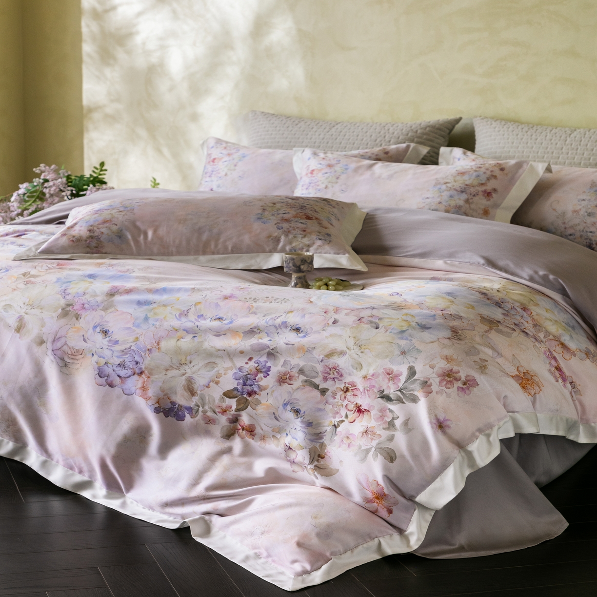 91家纺网 家纺一手货源 找家纺 （总）云胡 2025新款A类100%长绒棉纯棉数码印花四件套-瑞柠