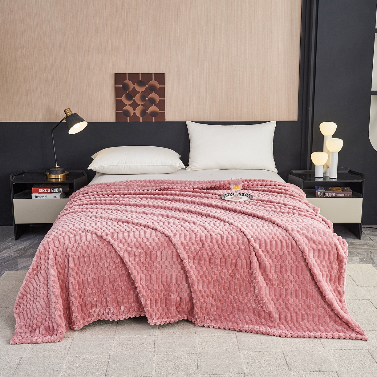 （总）枋梢家纺 2025新款福禄抽条法兰绒牛奶绒高克重毯空调小毯子毛毯盖毯