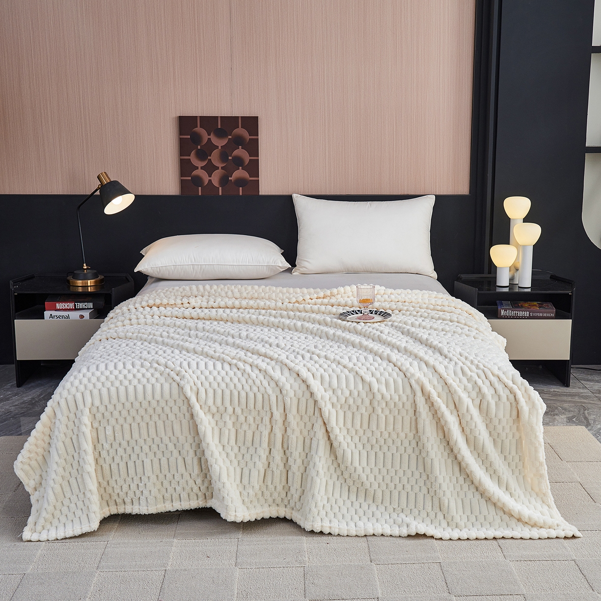 91家纺网 家纺一手货源 找家纺 （总）枋梢家纺 2025新款福禄抽条法兰绒牛奶绒高克重毯空调小毯子毛毯盖毯