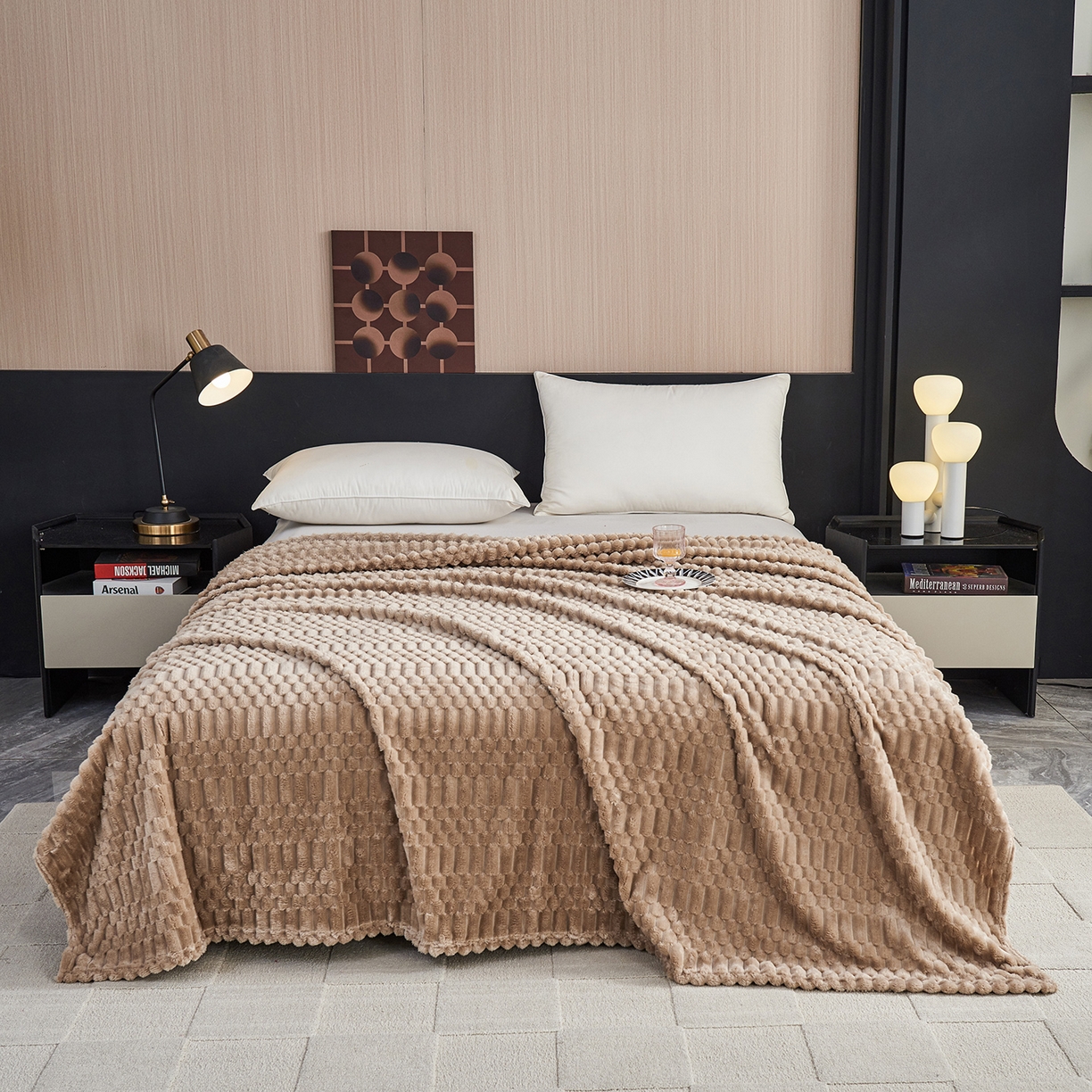 91家纺网 家纺一手货源 找家纺 （总）枋梢家纺 2025新款福禄抽条法兰绒牛奶绒高克重毯空调小毯子毛毯盖毯