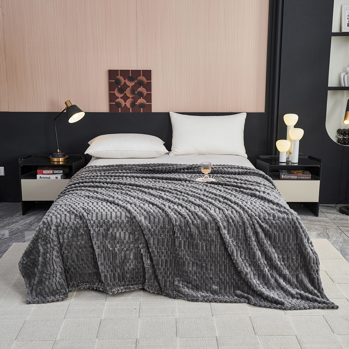 91家纺网 家纺一手货源 找家纺 （总）枋梢家纺 2025新款福禄抽条法兰绒牛奶绒高克重毯空调小毯子毛毯盖毯