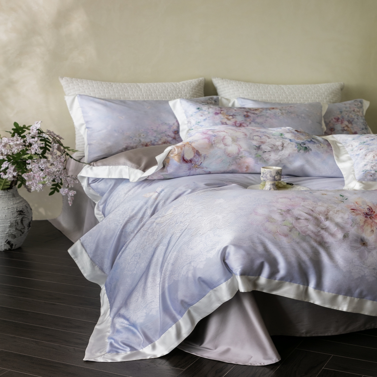 91家纺网 家纺一手货源 找家纺 （总）云胡 2025新款A类100%长绒棉纯棉数码印花四件套-妍珂