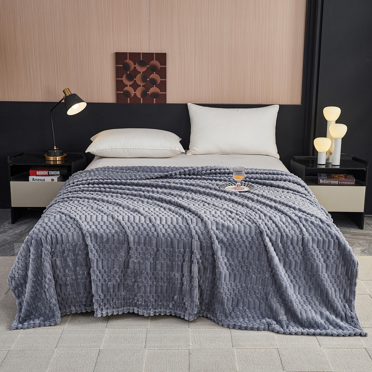 91家纺网 家纺一手货源 找家纺 枋梢家纺 2025新款福禄抽条法兰绒牛奶绒高克重毯空调小毯子毛毯盖毯 福禄抽条毛毯-浅蓝