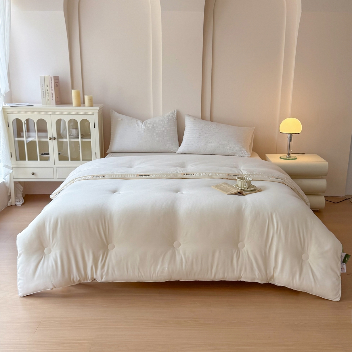 91家纺网 家纺一手货源 找家纺 （总）芭伯妮 2025新款立体小米格字母边透气大豆被春秋被冬被被子被芯