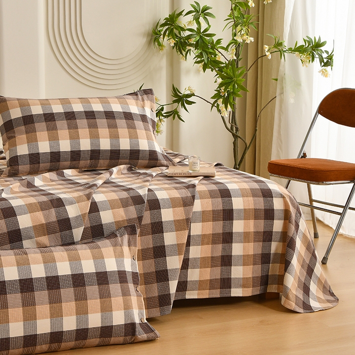 91家纺网 家纺一手货源 找家纺 织雅漫 2025新款非遗加厚全棉色织老粗布床单款-梵高向日葵 沉香拿铁