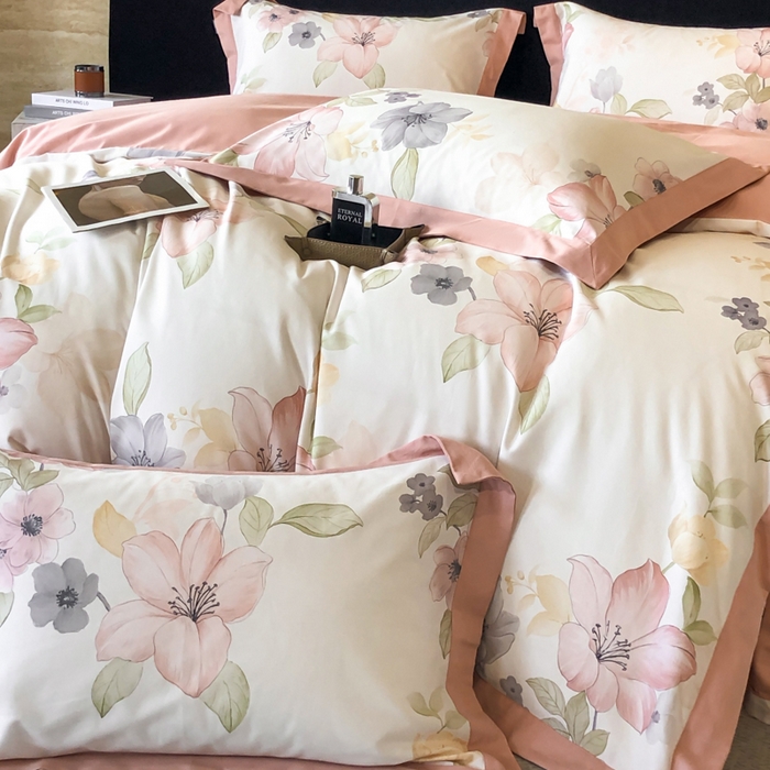 91家纺网 家纺一手货源 找家纺 薏思家纺 2025新款全棉斜纹加厚数码印花-宽边磨毛系列 暖樱粉