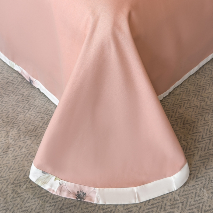 91家纺网 家纺一手货源 找家纺 薏思家纺 2025新款全棉斜纹加厚数码印花-宽边磨毛系列 暖樱粉