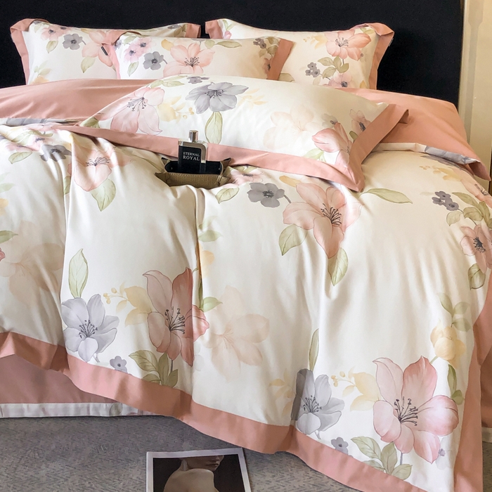 91家纺网 家纺一手货源 找家纺 薏思家纺 2025新款全棉斜纹加厚数码印花-宽边磨毛系列 暖樱粉