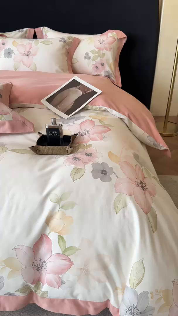 91家纺网 家纺一手货源 找家纺 薏思家纺 2025新款全棉斜纹加厚数码印花-宽边磨毛系列 暖樱粉