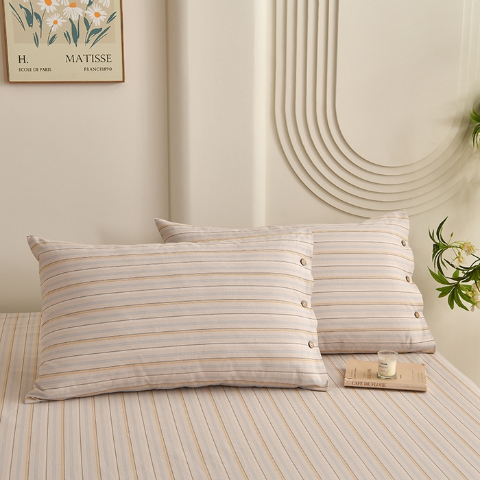 91家纺网 家纺一手货源 找家纺 织雅漫 2025新款高端帛丝系列全棉纯棉细纱老粗布床单 素律-黄