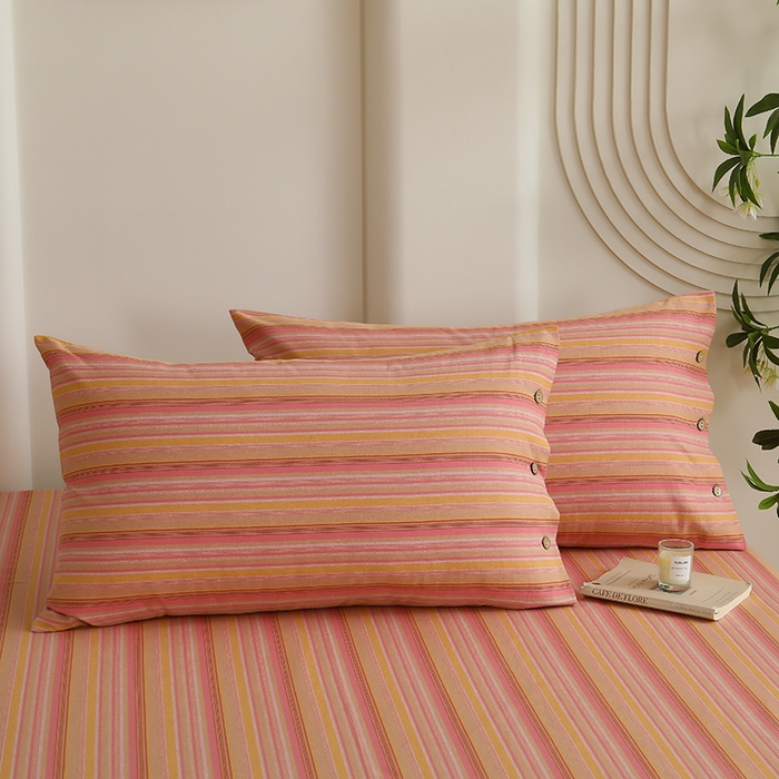 91家纺网 家纺一手货源 找家纺 织雅漫 2025新款高端帛丝系列全棉纯棉细纱老粗布床单 慕川-茜粉