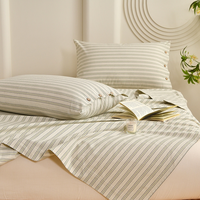 91家纺网 家纺一手货源 找家纺 织雅漫 2025新款高端帛丝系列全棉纯棉细纱老粗布床单 素律-绿