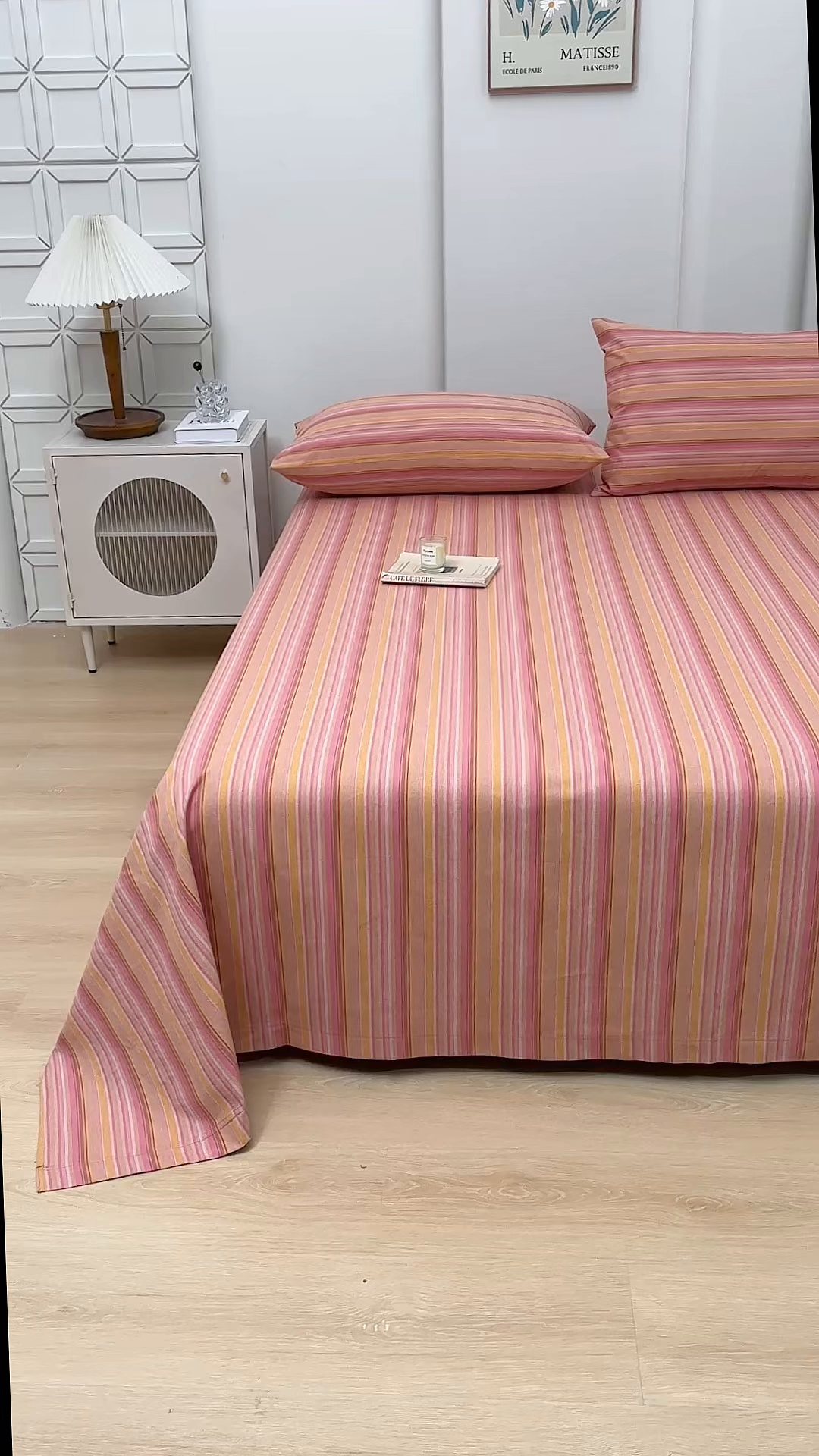 91家纺网 家纺一手货源 找家纺 织雅漫 2025新款高端帛丝系列全棉纯棉细纱老粗布床单 慕川-茜粉