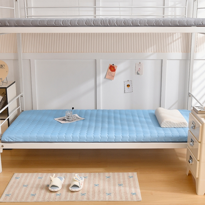 91家纺网 家纺一手货源 找家纺 织雅漫 2025新款水洗棉加厚床垫学生垫地铺睡垫 0.8*1.9水洗棉床垫厚度5cm 蓝色