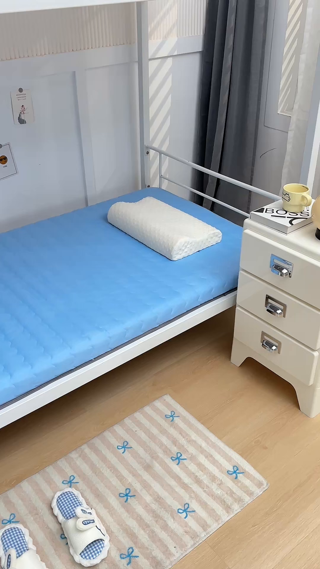 91家纺网 家纺一手货源 找家纺 织雅漫 2025新款水洗棉加厚床垫学生垫地铺睡垫 0.8*1.9水洗棉床垫厚度5cm 蓝色