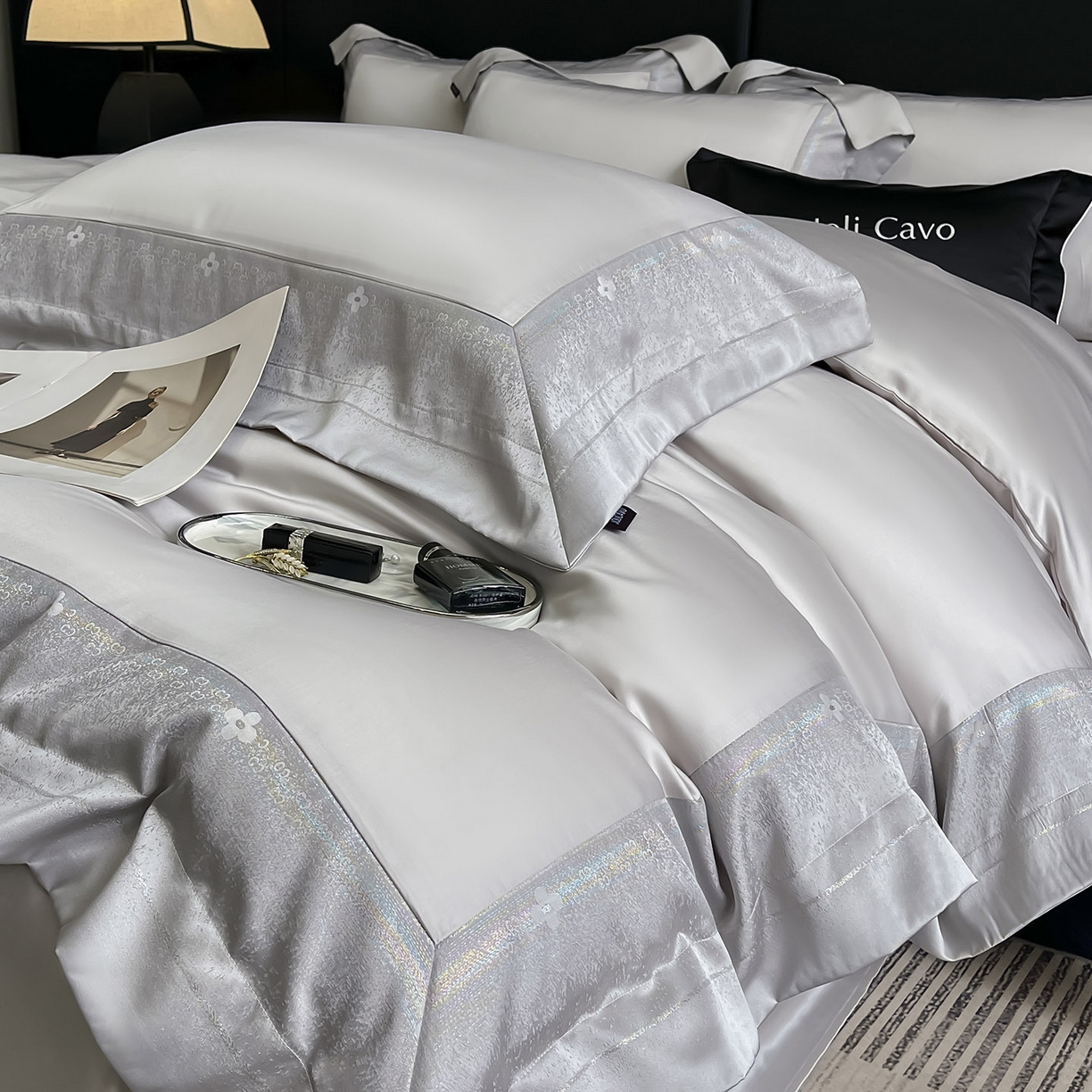 91家纺网 家纺一手货源 找家纺 （总）2025轻奢风A类贡缎长绒棉四件套纯棉全棉重工刺绣被套床单高端拼接床上用品