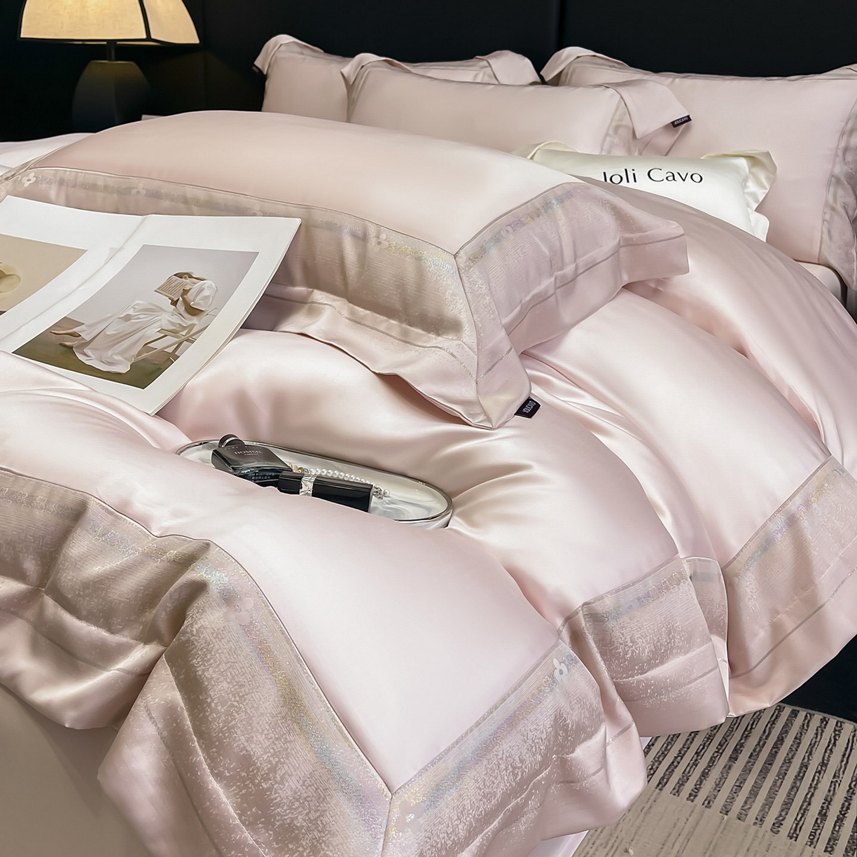 91家纺网 家纺一手货源 找家纺 （总）2025轻奢风A类贡缎长绒棉四件套纯棉全棉重工刺绣被套床单高端拼接床上用品