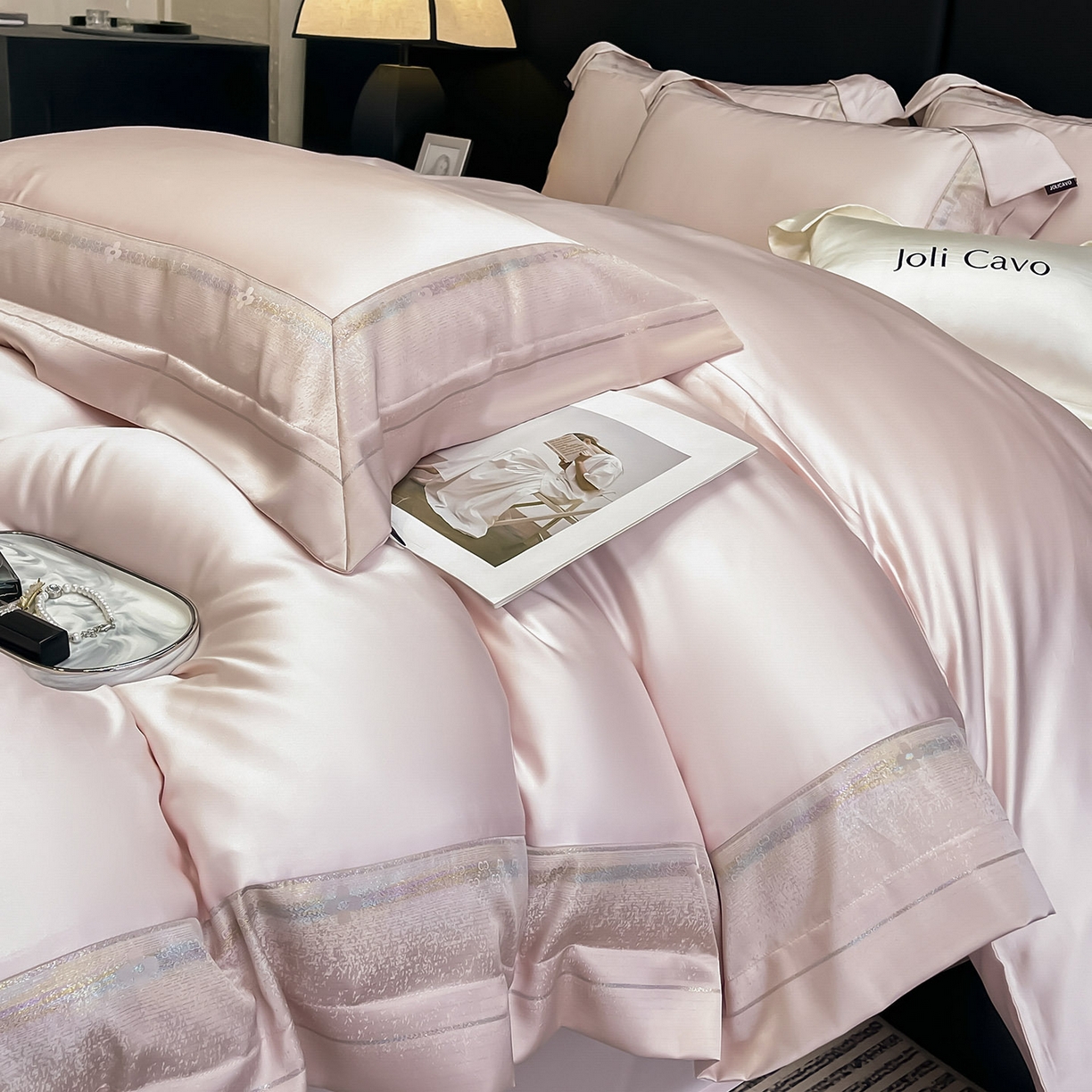 91家纺网 家纺一手货源 找家纺 （总）2025轻奢风A类贡缎长绒棉四件套纯棉全棉重工刺绣被套床单高端拼接床上用品