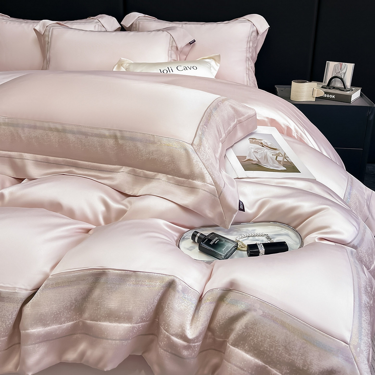 91家纺网 家纺一手货源 找家纺 （总）2025轻奢风A类贡缎长绒棉四件套纯棉全棉重工刺绣被套床单高端拼接床上用品