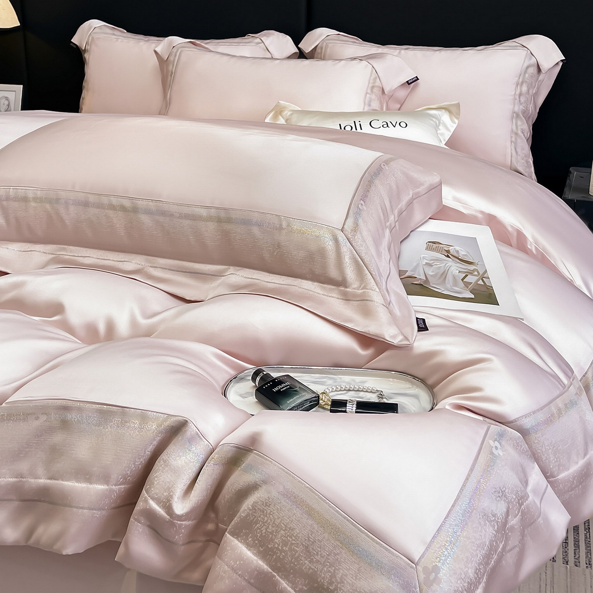 91家纺网 家纺一手货源 找家纺 （总）2025轻奢风A类贡缎长绒棉四件套纯棉全棉重工刺绣被套床单高端拼接床上用品