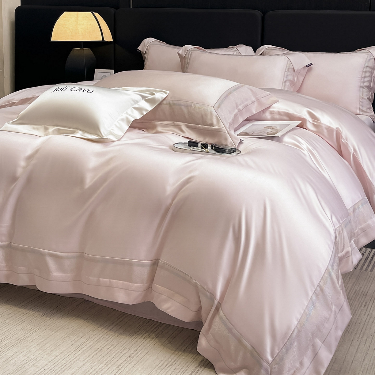 91家纺网 家纺一手货源 找家纺 （总）2025轻奢风A类贡缎长绒棉四件套纯棉全棉重工刺绣被套床单高端拼接床上用品