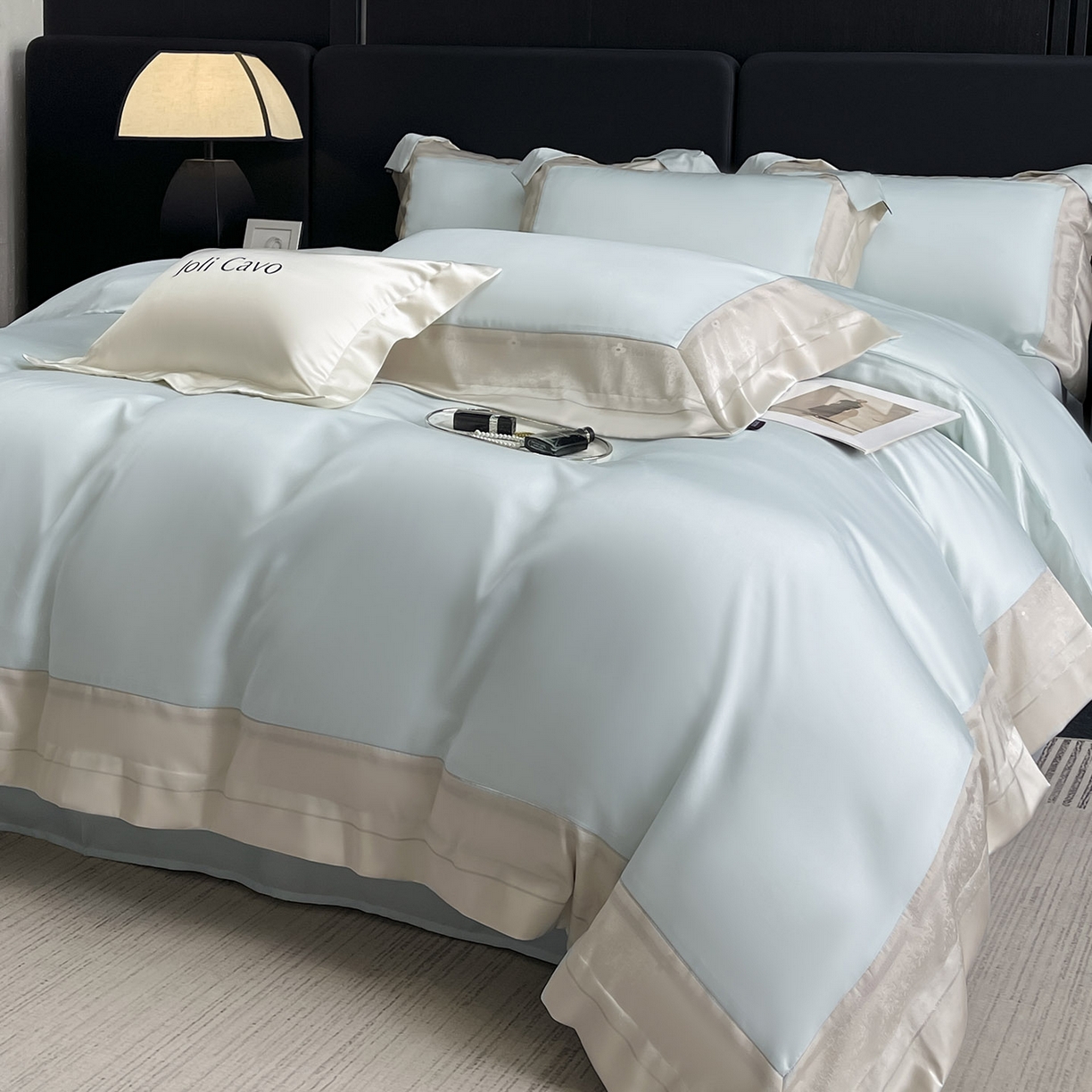 91家纺网 家纺一手货源 找家纺 （总） 2025轻奢风A类贡缎长绒棉四件套纯棉全棉重工刺绣被套床单高端拼接床上用品