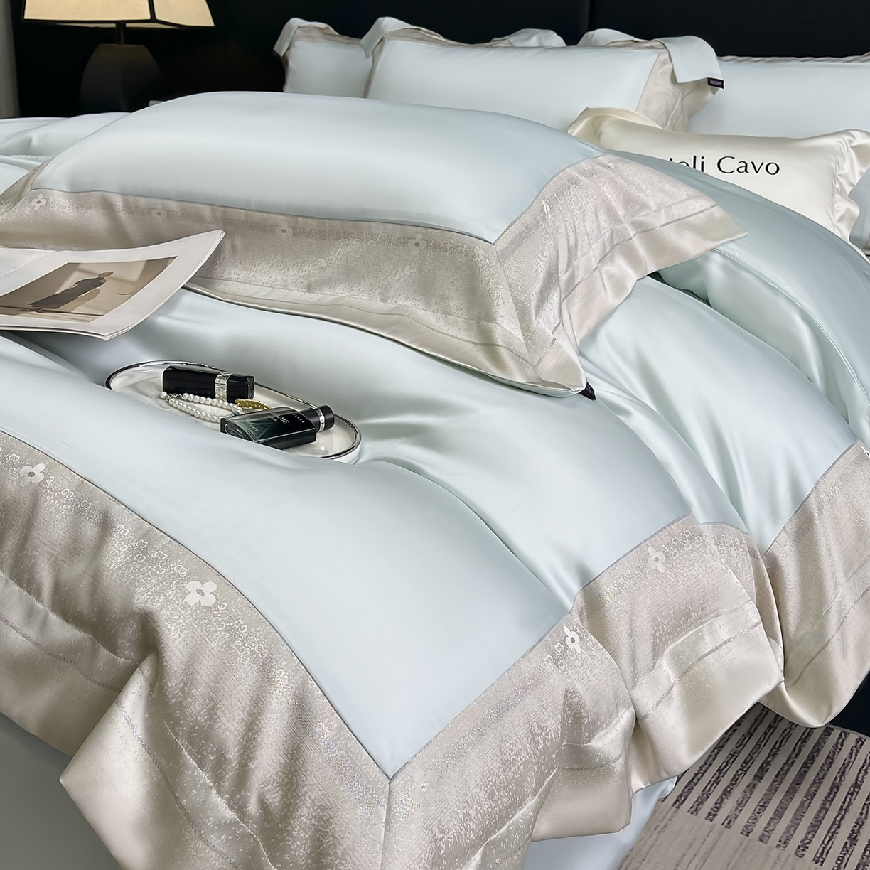 91家纺网 家纺一手货源 找家纺 （总） 2025轻奢风A类贡缎长绒棉四件套纯棉全棉重工刺绣被套床单高端拼接床上用品