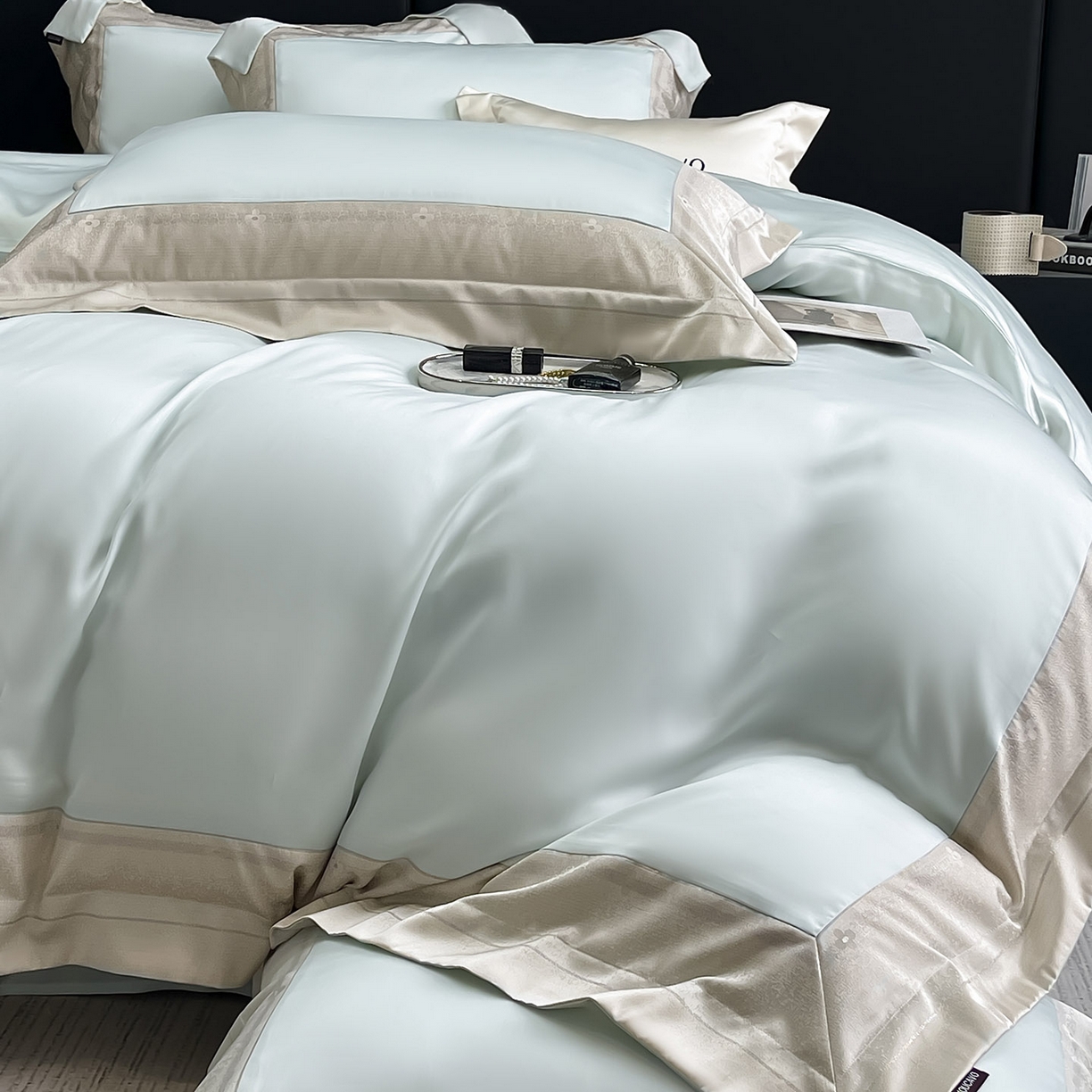 91家纺网 家纺一手货源 找家纺 （总） 2025轻奢风A类贡缎长绒棉四件套纯棉全棉重工刺绣被套床单高端拼接床上用品