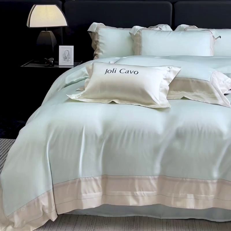 91家纺网 家纺一手货源 找家纺 （总） 2025轻奢风A类贡缎长绒棉四件套纯棉全棉重工刺绣被套床单高端拼接床上用品