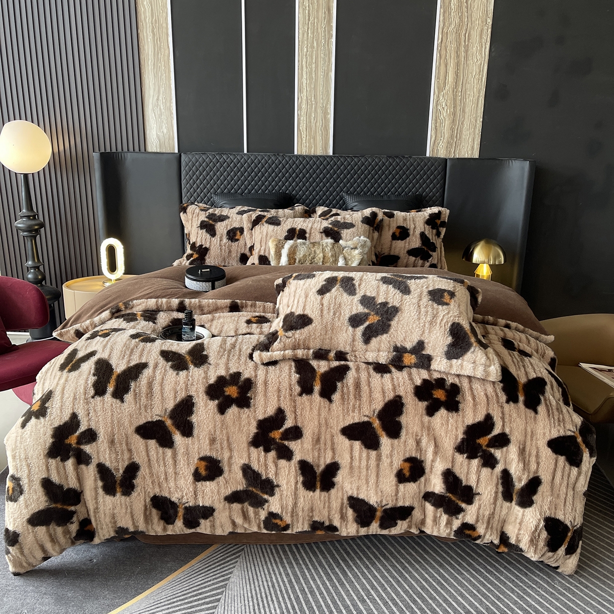 奈萝家纺 2025新款秋冬加厚皮草级兔绒牛奶绒四件套 蹀愫