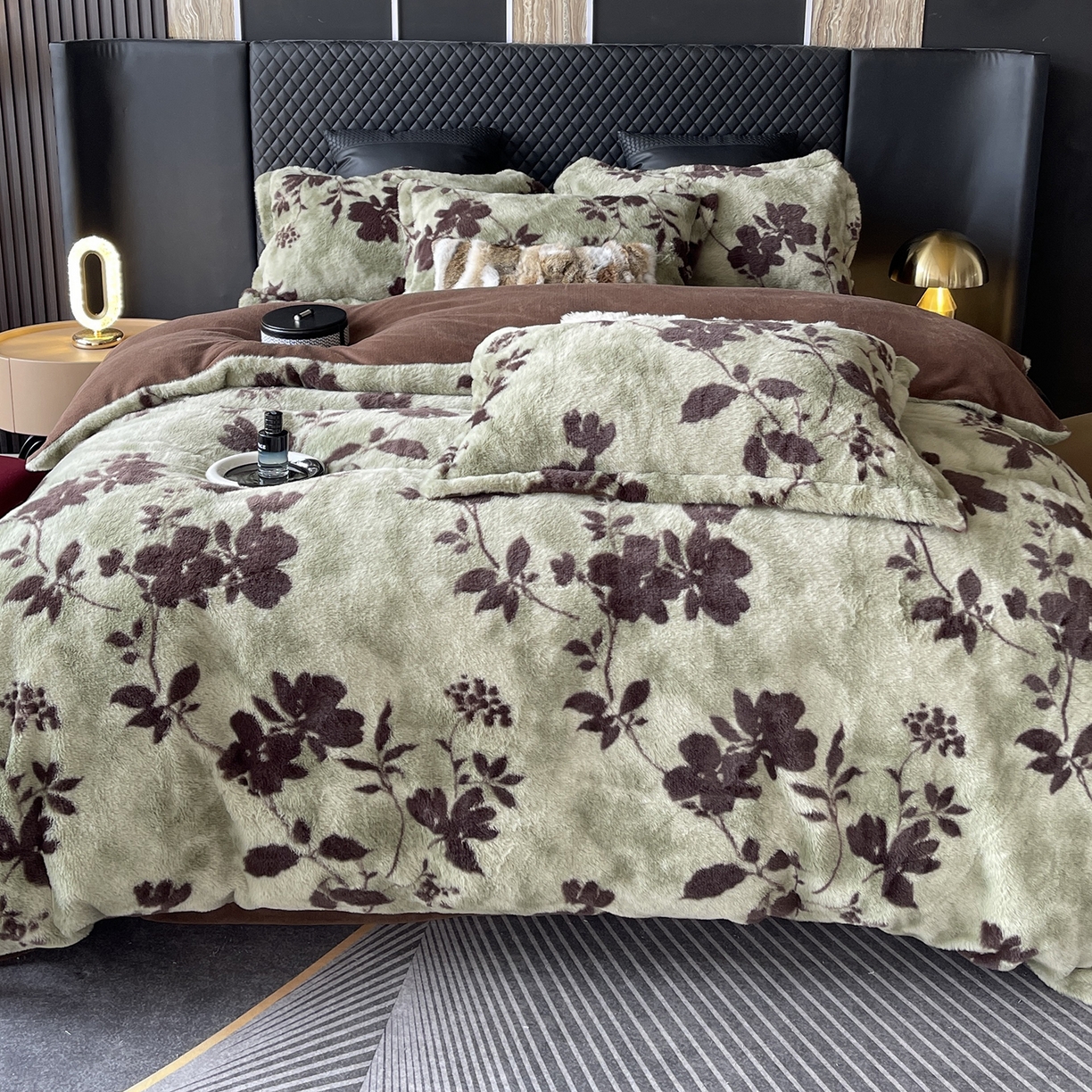 91家纺网 家纺一手货源 找家纺 奈萝家纺 2025新款秋冬加厚皮草级兔绒牛奶绒四件套 贝莉