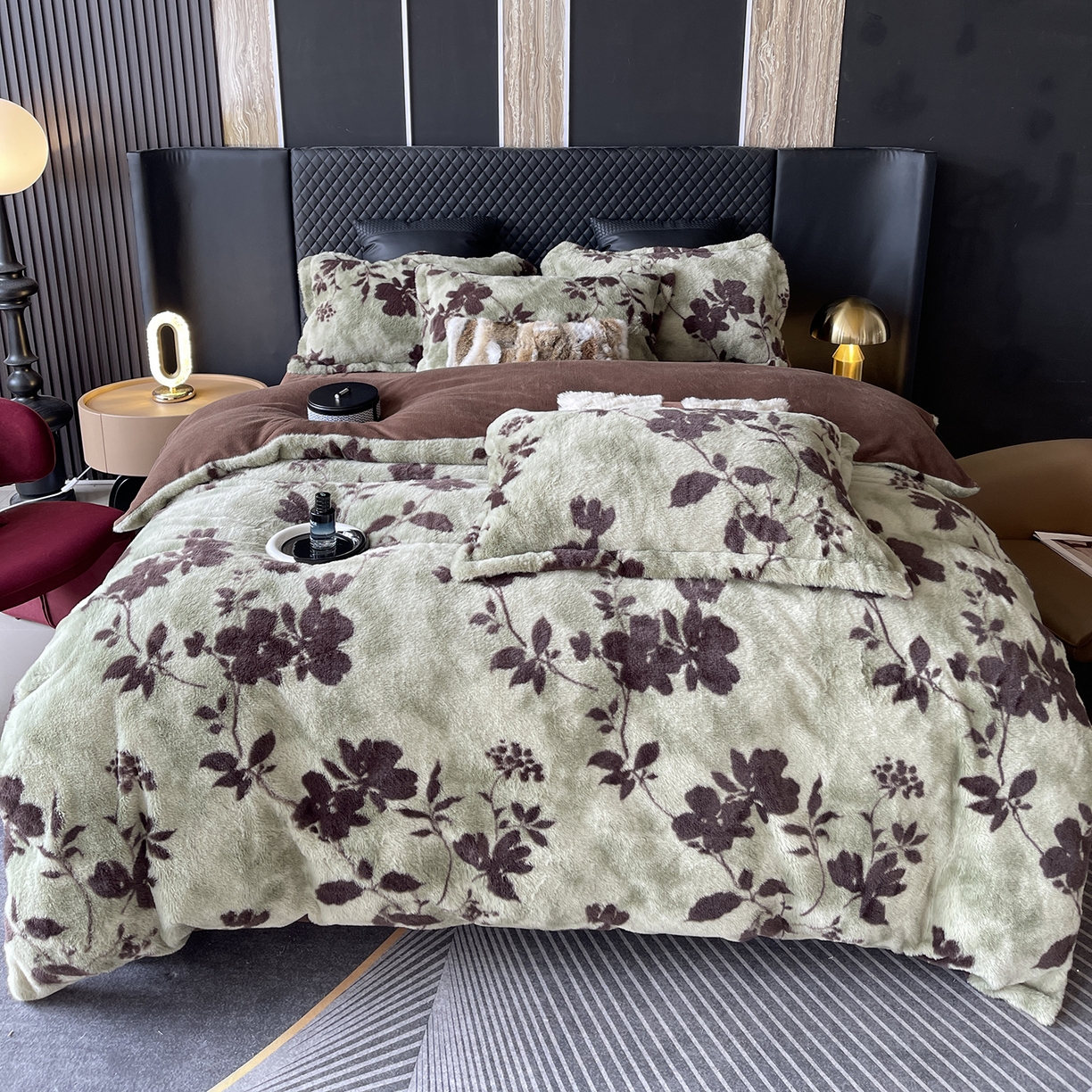 91家纺网 家纺一手货源 找家纺 奈萝家纺 2025新款秋冬加厚皮草级兔绒牛奶绒四件套 贝莉