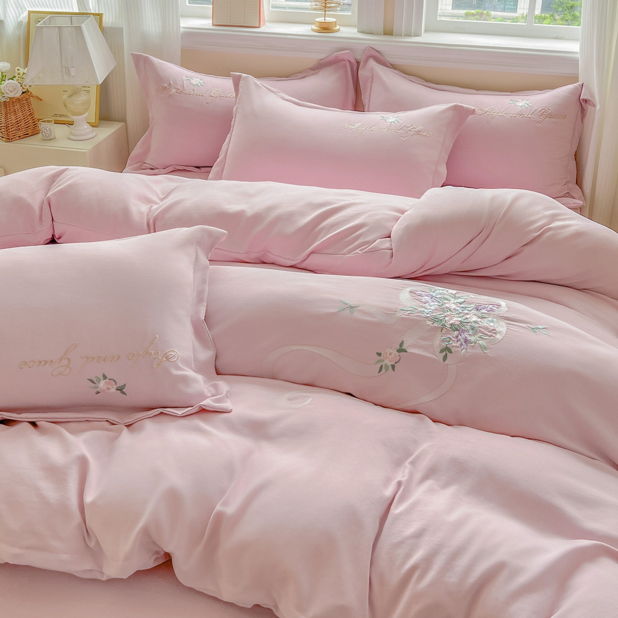 91家纺网 家纺一手货源 找家纺 （总）文黛家居 2025新款高克重水洗棉绣花四件套系列