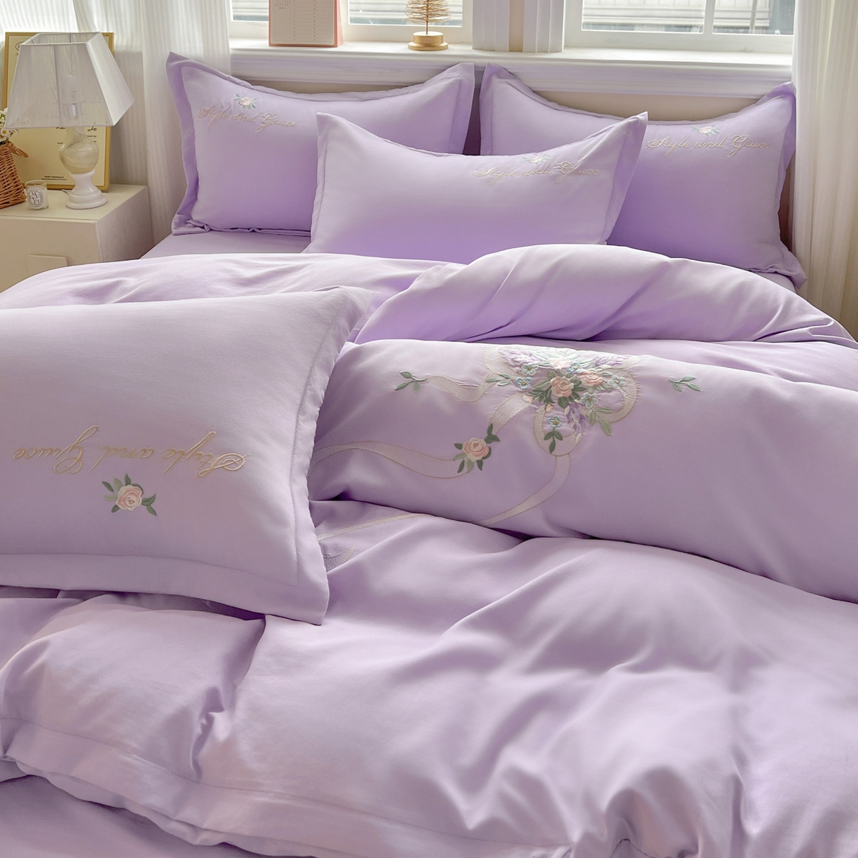 91家纺网 家纺一手货源 找家纺 （总）文黛家居 2025新款高克重水洗棉绣花四件套系列