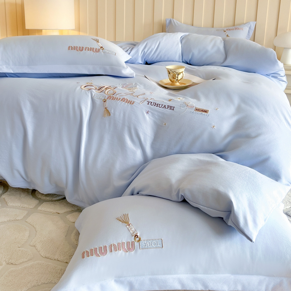 91家纺网 家纺一手货源 找家纺 （总）文黛家居 2025新款高克重水洗棉绣花四件套系列