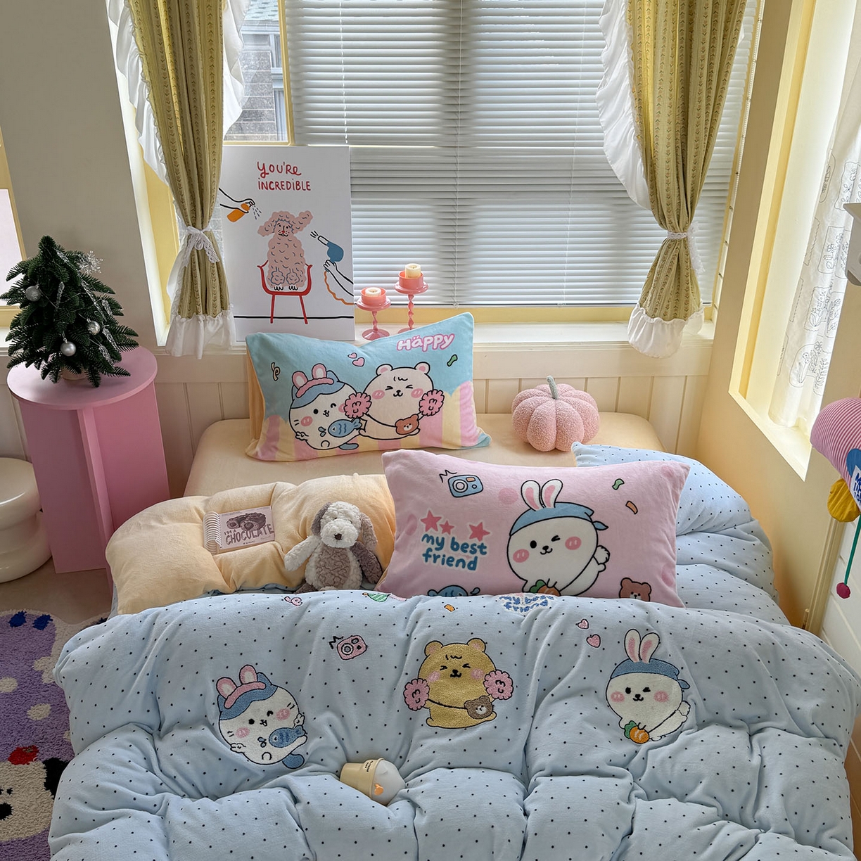 91家纺网 家纺一手货源 找家纺 （总）柚子YOUTH 2025新款全棉双层纱华夫格提花暖绒四件套