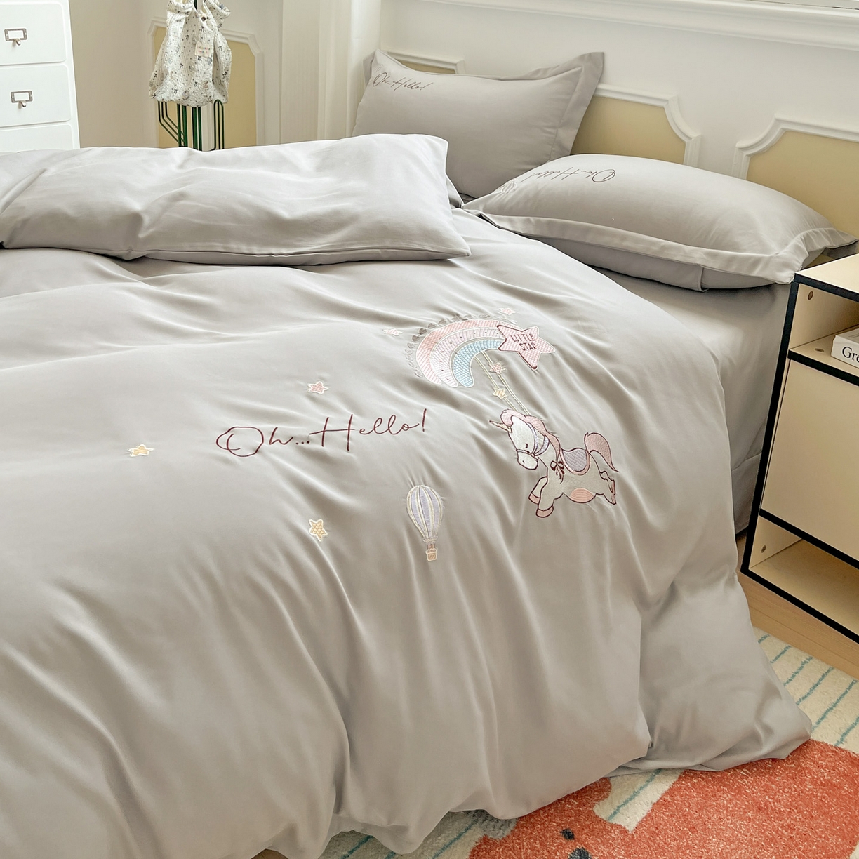 91家纺网 家纺一手货源 找家纺 （总）文黛家居 2025新款高克重水洗棉绣花四件套系列