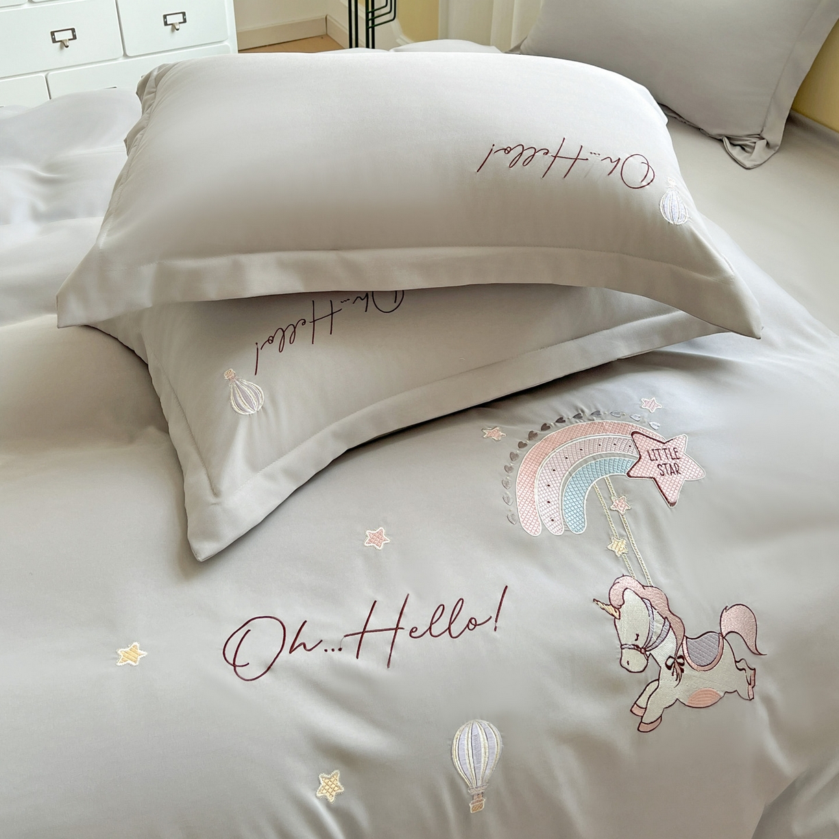 91家纺网 家纺一手货源 找家纺 （总）文黛家居 2025新款高克重水洗棉绣花四件套系列