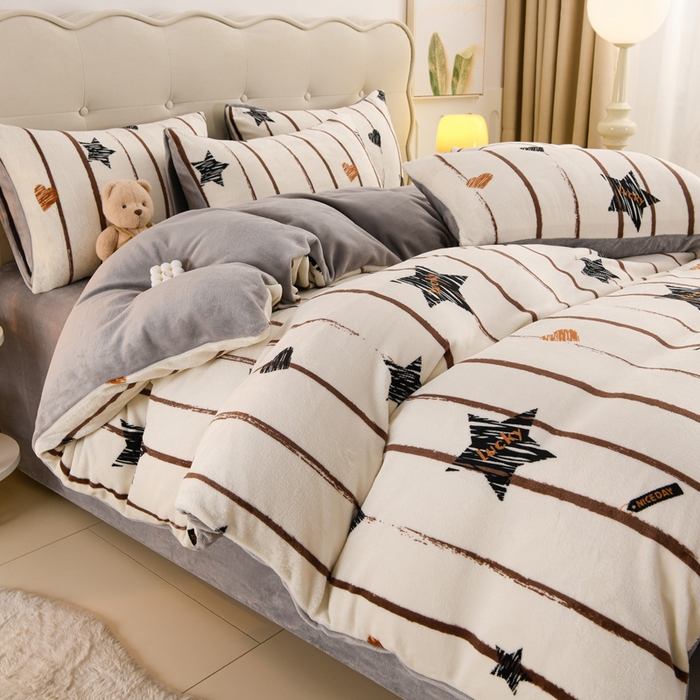 91家纺网 家纺一手货源 找家纺 （总）三悦四季 2025新款A类牛奶绒印花四件套