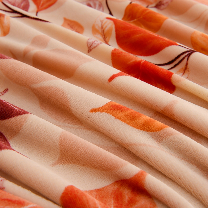 91家纺网 家纺一手货源 找家纺 三悦四季 2025新款A类牛奶绒印花四件套 秋之叶语