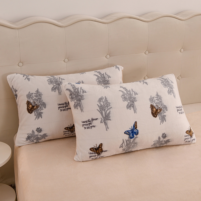 91家纺网 家纺一手货源 找家纺 三悦四季 2025新款A类牛奶绒印花四件套 田园蝶梦