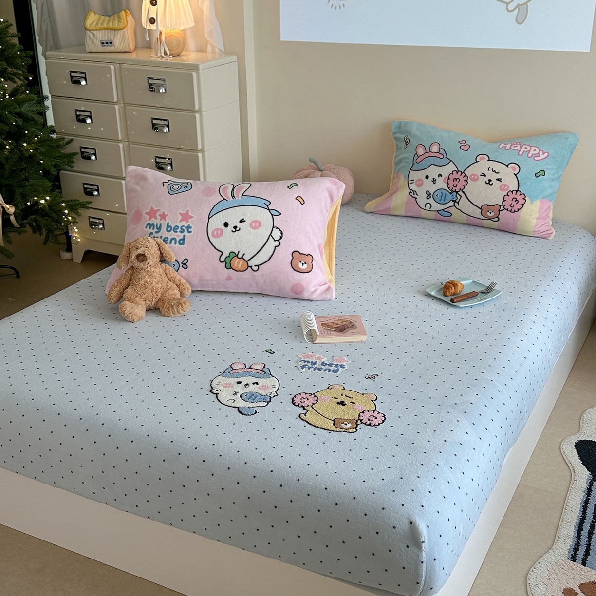 91家纺网 家纺一手货源 找家纺 （总）柚子YOUTH 2025新款全棉双层纱华夫格提花暖绒四件套