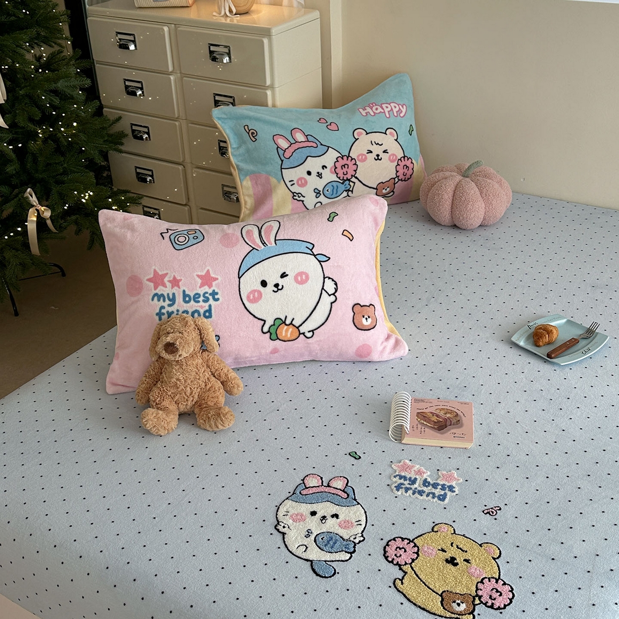 91家纺网 家纺一手货源 找家纺 （总）柚子YOUTH 2025新款加厚牛奶绒卡通毛巾绣床笠三件套