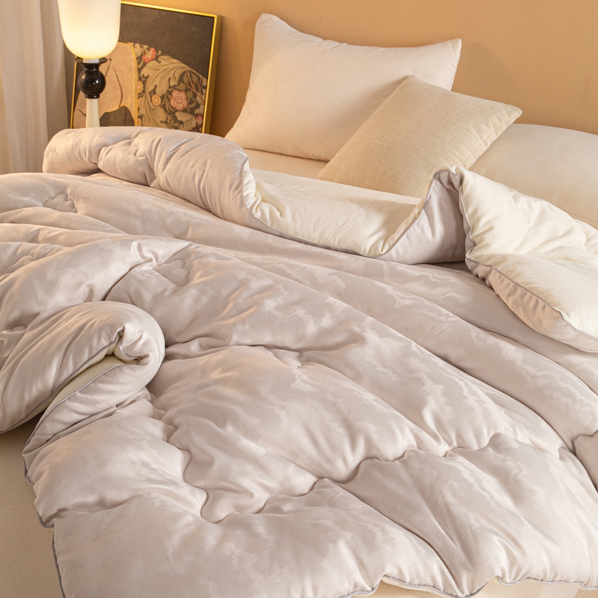 91家纺网 家纺一手货源 找家纺 爱彼家纺 2025新款火山岩A类提花自发热抗菌被冬被-春秋被学生被子-系列二 火山岩-银珀川