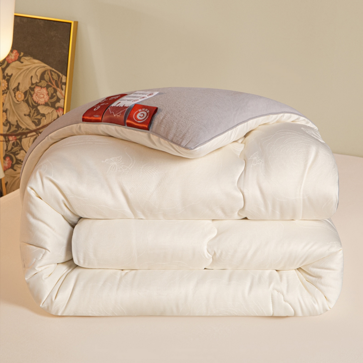 爱彼家纺 2025新款火山岩A类提花自发热抗菌被冬被-春秋被学生被子-系列二 火山岩-玫瑰白