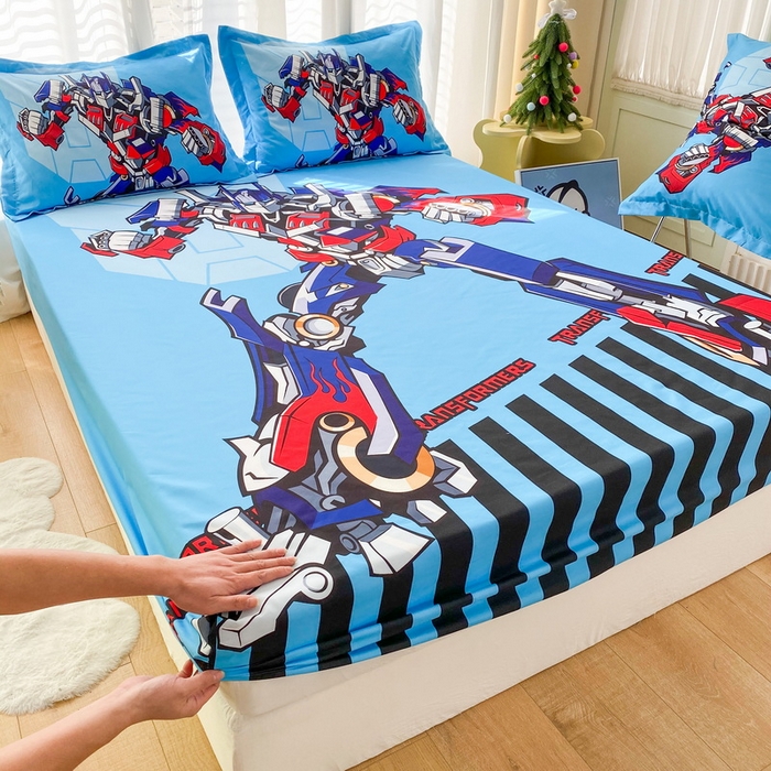 91家纺网 家纺一手货源 找家纺 一电 2024新款卡通床单床笠棕垫床套防尘罩席床垫保护套卡通儿童上下床床单床笠-第二批 机器人