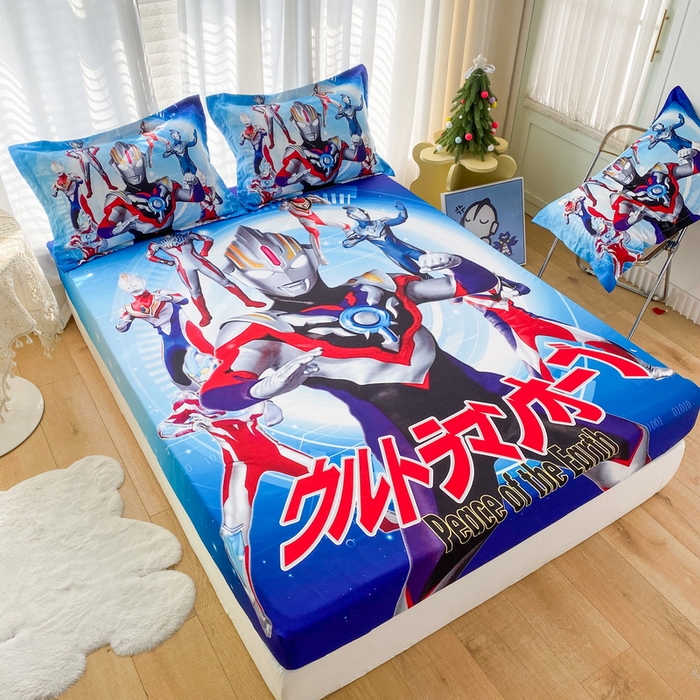 91家纺网 家纺一手货源 找家纺 一电 2024新款卡通床单床笠棕垫床套防尘罩席床垫保护套卡通儿童上下床床单床笠-第二批 奥特曼战队