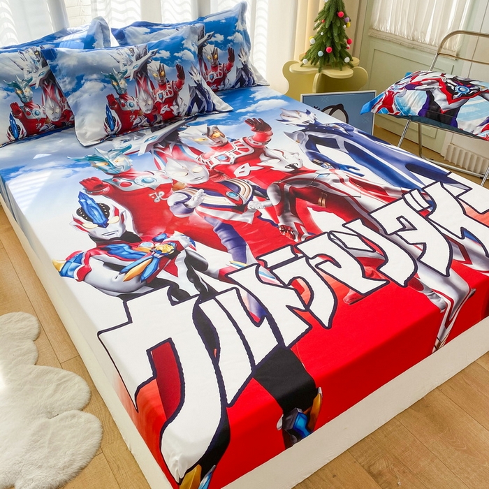 91家纺网 家纺一手货源 找家纺 一电 2024新款卡通床单床笠棕垫床套防尘罩席床垫保护套卡通儿童上下床床单床笠-第二批 帅气奥特曼